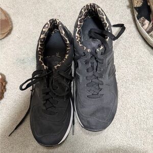 New Balance Black Sneakers with Leopard Print